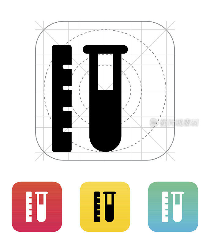 Test tube with ruler icon. Vector illustration.